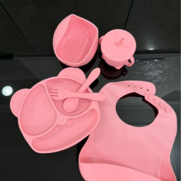 ست غذاخوری سیلیکونی کودک 7 تکه طرح خرس کیفیت عالی