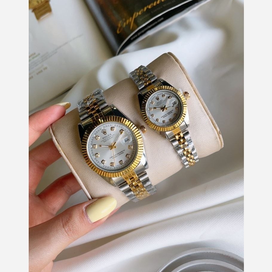 ساعت عمده ست ساعت زنانه و مردانه استیل رولکس+جعبه کادویی +6 ماه گارانتی