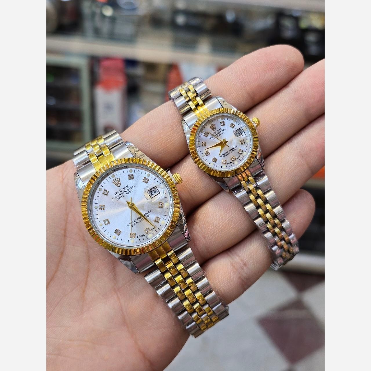 ساعت عمده ست ساعت زنانه و مردانه استیل رولکس+جعبه کادویی +6 ماه گارانتی