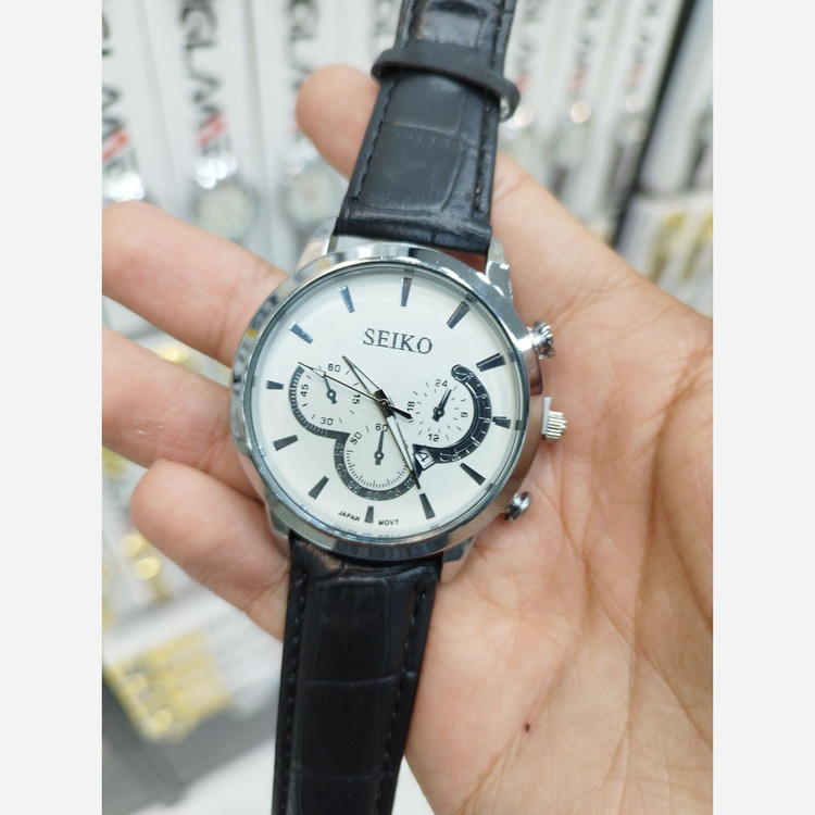 ساعت مردانه بند چرمی سیکو کورنو +جعبه+گارانتی