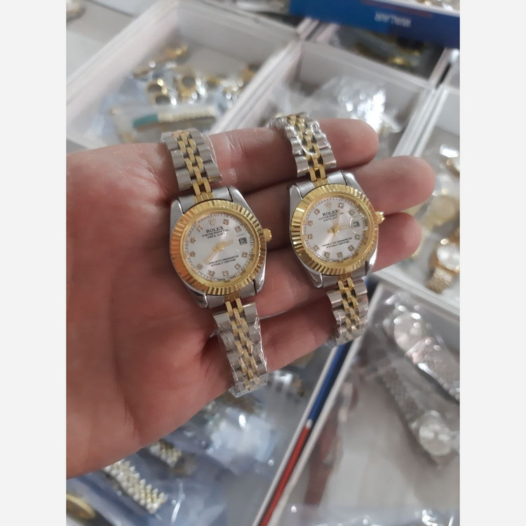 ساعت ست ساعت زنانه و مردانه استیل رولکس+جعبه کادویی +6 ماه گارانتی