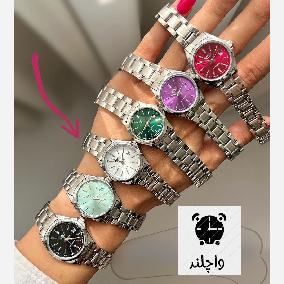 ساعت زنانه استیل کاسیو صفحه نقره ای+جعبه کادویی+6ماه گارانتی