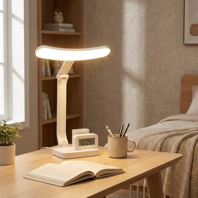 چراغ مطالعه شارژی مدل Q21-6 به همراه ساعت دیجیتال
