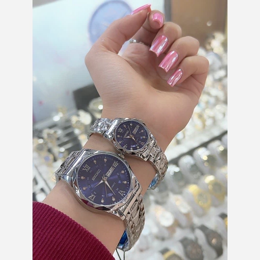 ساعت الماسی سیکو شیک و زیبا کیفیت عالی رنگ ثابت تاریخ دار ثبت سفارش به صورت تک و ست ارسال رایگان