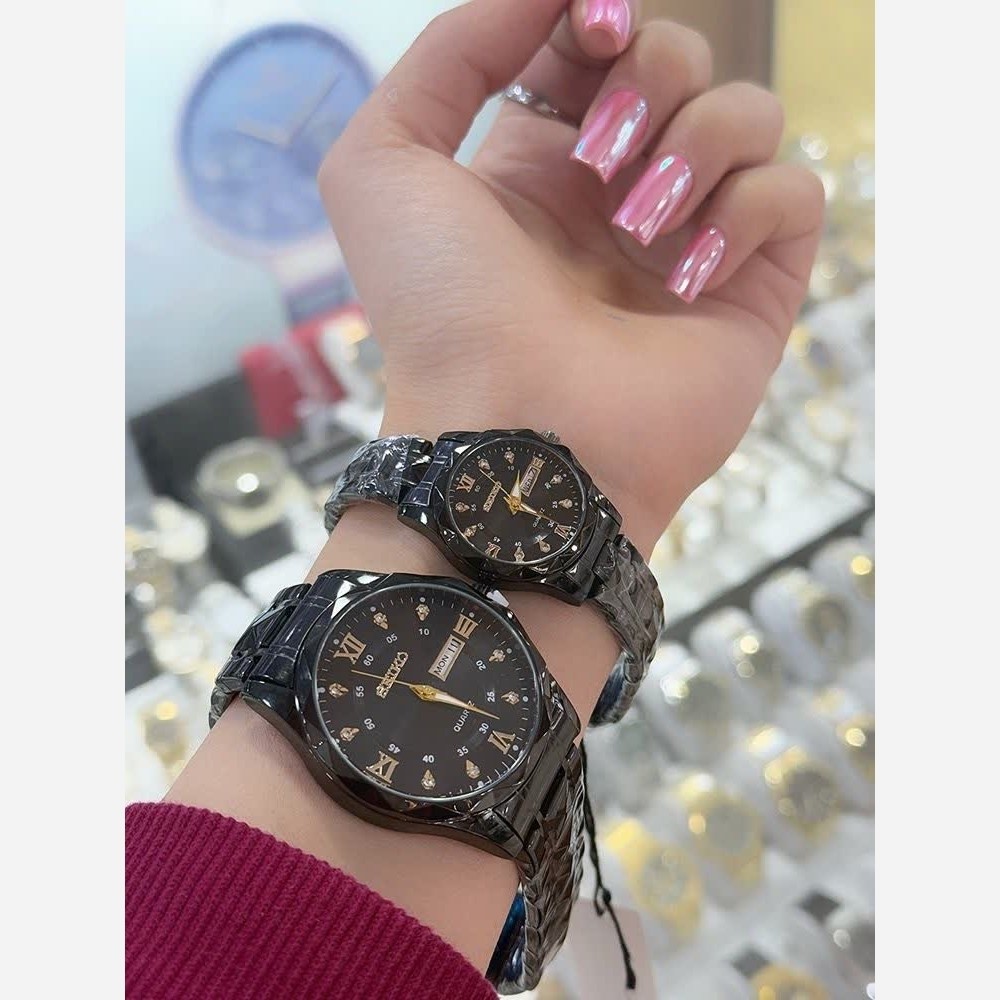 ساعت الماسی برند سیکو رنگ مشکی کیفیت عالی رنگ ثابت ارسال رایگان