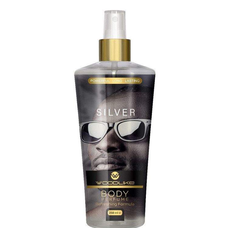 بادی اسپلش مردانه وودلایک مدل SILVER حجم 250 میلی لیتر