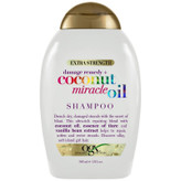 شامپو مو او جی ایکس مدل Coconut Miracle Oil حجم 385 میلیلیتر، نرمکننده، تقویتکننده، ترمیمکننده، درخشانکننده، آبرسان، فاقد پارابن و سولفات، مناسب موهای ضخیم، فر و آسیبدیده