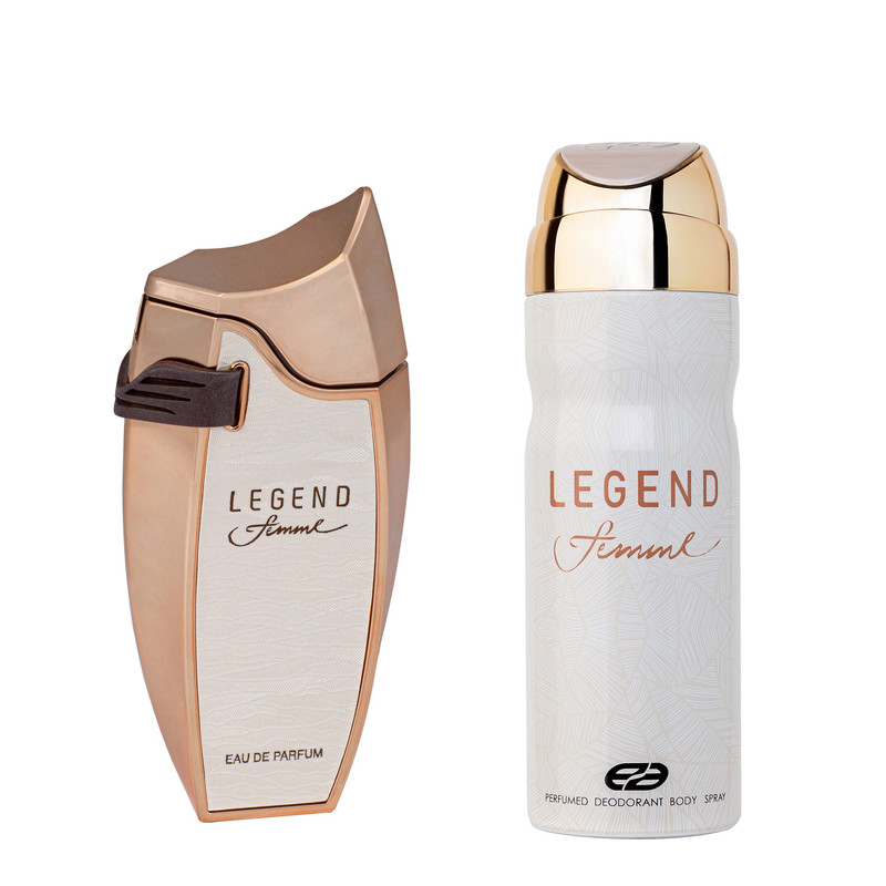 ادو پرفیوم زنانه عماد آرا مدل Legend حجم 80 میلی لیتر به همراه اسپری بدن مدل Legend حجم 200 میلی لیتر