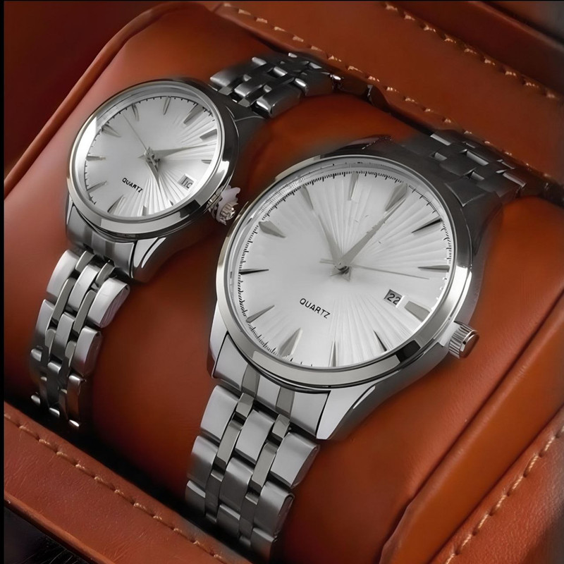 ست ساعت مچی عقربه ای زنانه ومردانه مدل کلاسیک08