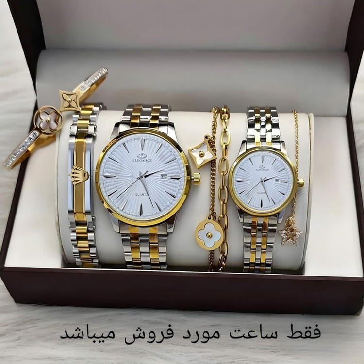 ست ساعت مچی عقربهای کوارتز زنانه و مردانه مدل کلاسیک خطی کد 011