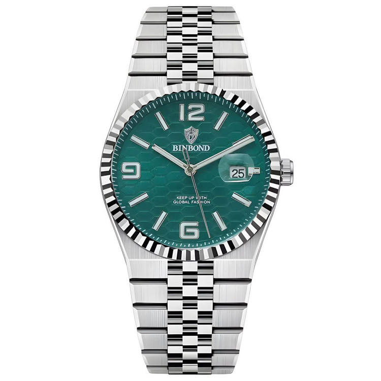 ساعت مچی عقربهای کوارتز مردانه بین باند مدل دیت جاست قفل مخفی کد 001