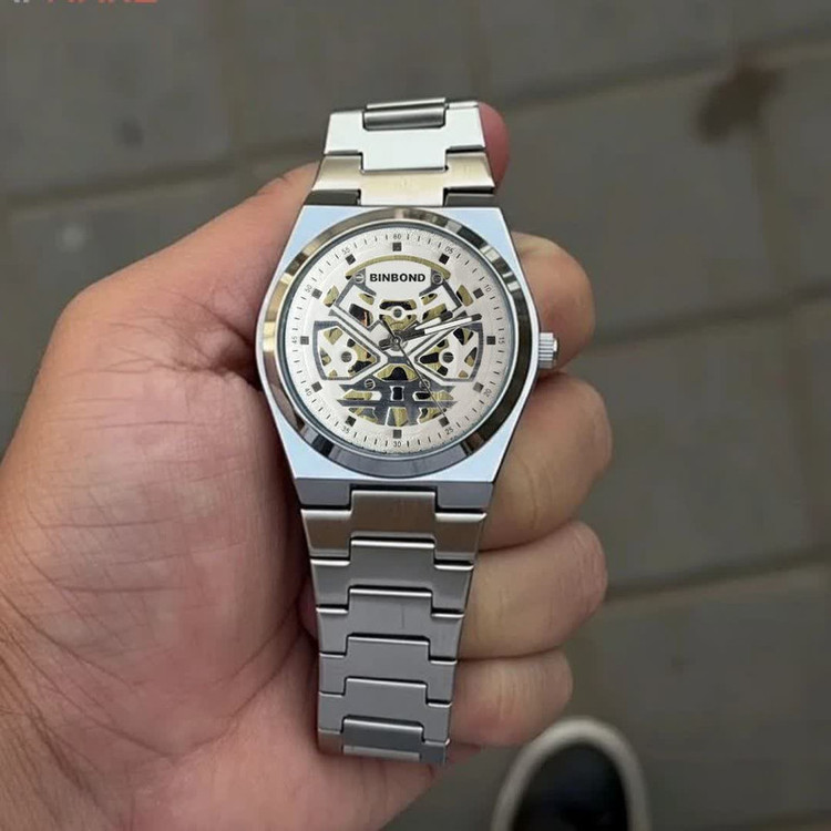 ساعت مچی عقربهای کوارتز مردانه بین باند مدل تک موتور اسکلتون کد 001