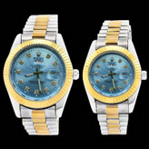 ست ساعت مچی عقربهای کوارتز زنانه و مردانه مدل دو تقویمه کلاسیک Rlx کد 001