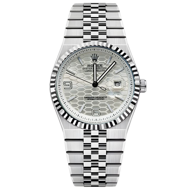 ست ساعت مچی عقربهای کوارتز زنانه و مردانه مدل بند ریزبافت دیت جاست کد 005