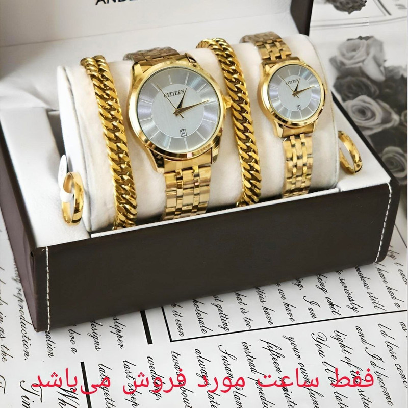ست ساعت مچی عقربهای زنانه و مردانه مدل کوارتز خطی کد 06