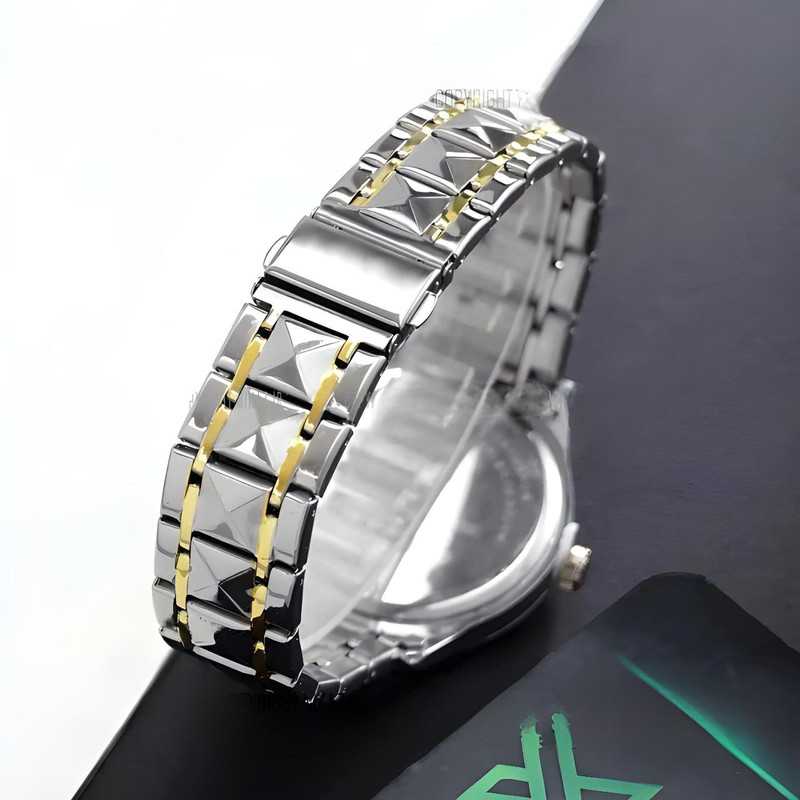 ساعت مچی عقربهای مردانه کوارتز مدل دو تقویم دی دیت الماسی کد 05