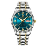 ساعت مچی عقربه ای مردانه نگینی دو تقویم بند الماسی بین باند کد 01