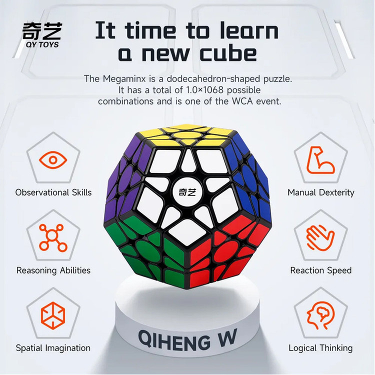 مکعب روبیک چی ای مدل مگامینکس کای وای کایهنگ دبلیو 3×3 QY Megaminx QiHeng Black W