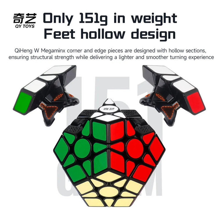 مکعب روبیک چی ای مدل مگامینکس کای وای کایهنگ دبلیو 3×3 QY Megaminx QiHeng Black W