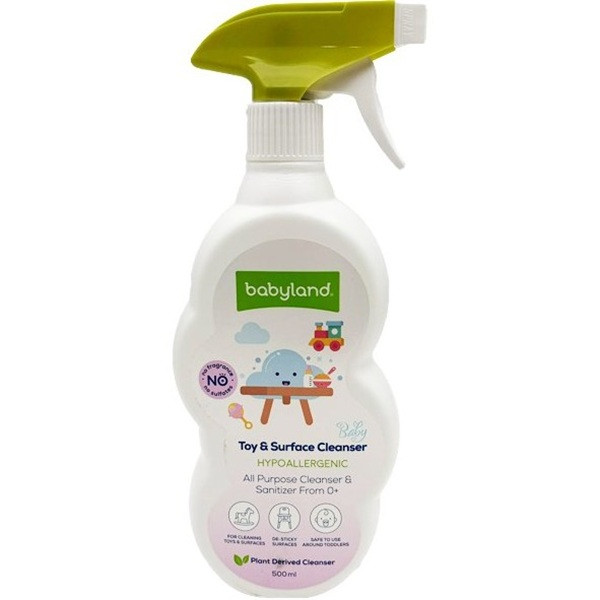 محلول پاک کننده سطوح و اسباب بازی کودک بیبی لند مدل toys & surface cleanser حجم 500 میلی لیتر