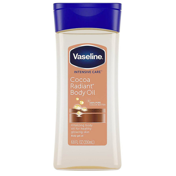 لوسیون بدن وازلین مدل Cocoa Body Oil حجم 200 میلیلیتر، حاوی ویتامین E و عصاره کره کاکائو، مناسب پوست خشک و حساس