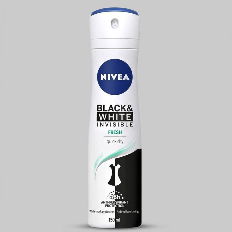 اسپری ضد تعریق زنانه نیوآ مدل Black And White Invisible Fresh حجم 150 میلی لیتر