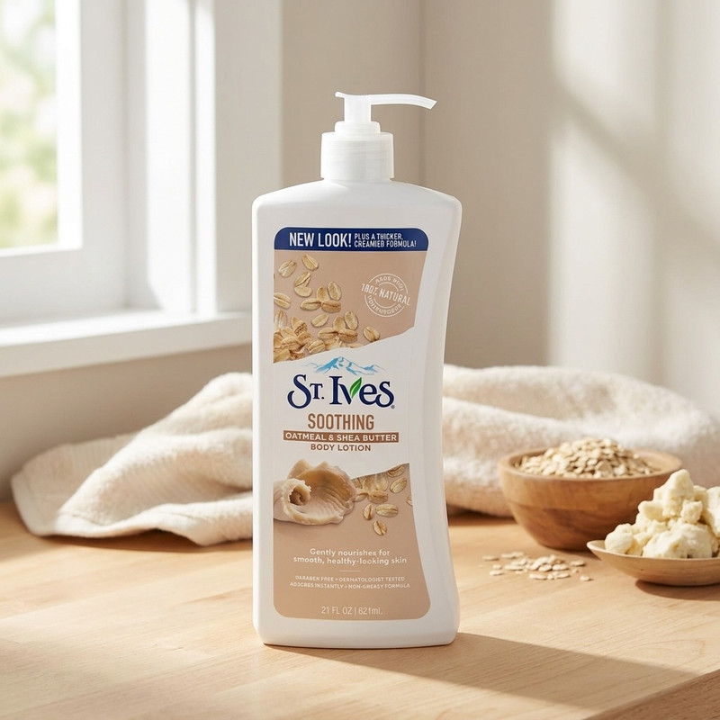 لوسیون بدن تسکیندهنده سینت ایوز مدل Soothing حجم 621 میلیلیتر، حاوی عصاره جوی دوسر و شی باتر، آبرسان و نرمکننده پوست خشک، جذب سریع و فرمول غیرچرب