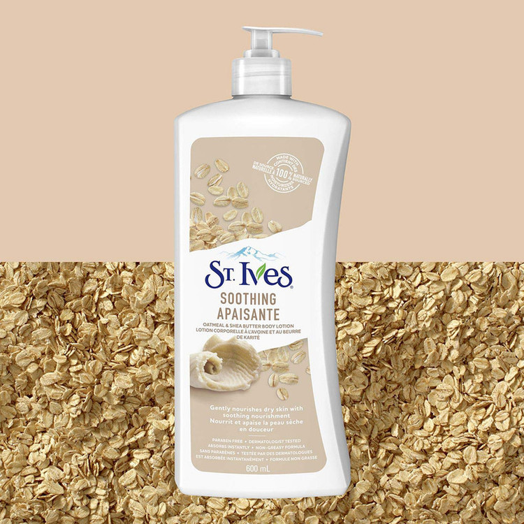 لوسیون بدن تسکیندهنده سینت ایوز مدل Soothing حجم 621 میلیلیتر، حاوی عصاره جوی دوسر و شی باتر، آبرسان و نرمکننده پوست خشک، جذب سریع و فرمول غیرچرب