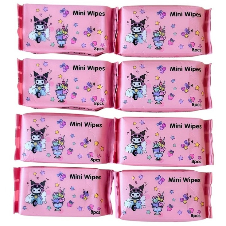 دستمال مرطوب کودک طرح کرومی مدل Mini Wipes مجموعه 8 عددی