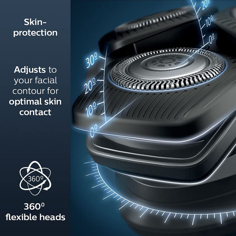 ماشین اصلاح موی صورت فیلیپس مدل S5898 با تکنولوژی Skin IQ و سنسور Power Adapt، ضد آب، تیغه استیل پیشرفته خودتیزشونده، شارژ سریع 5 دقیقهای، مدت استفاده 60 دقیقه، دارای خط زن، استند و کیف نگهداری
