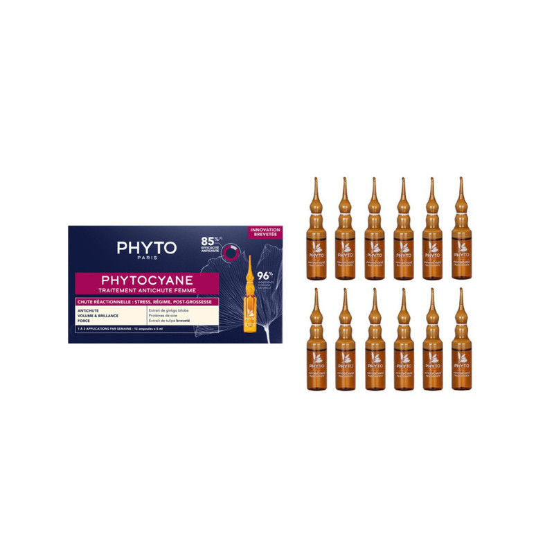 محلول ضدریزش مو فیتو مدل phytocyane_women حجم 7.5 میلی لیتر بسته 12 عددی
