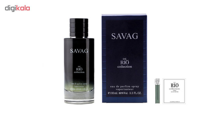 ادو پرفیوم مردانه ریو کالکشن مدل Rio Savag حجم 100 میلی لیتر به همراه عطر جیبی حجم 1 میلی لیتر