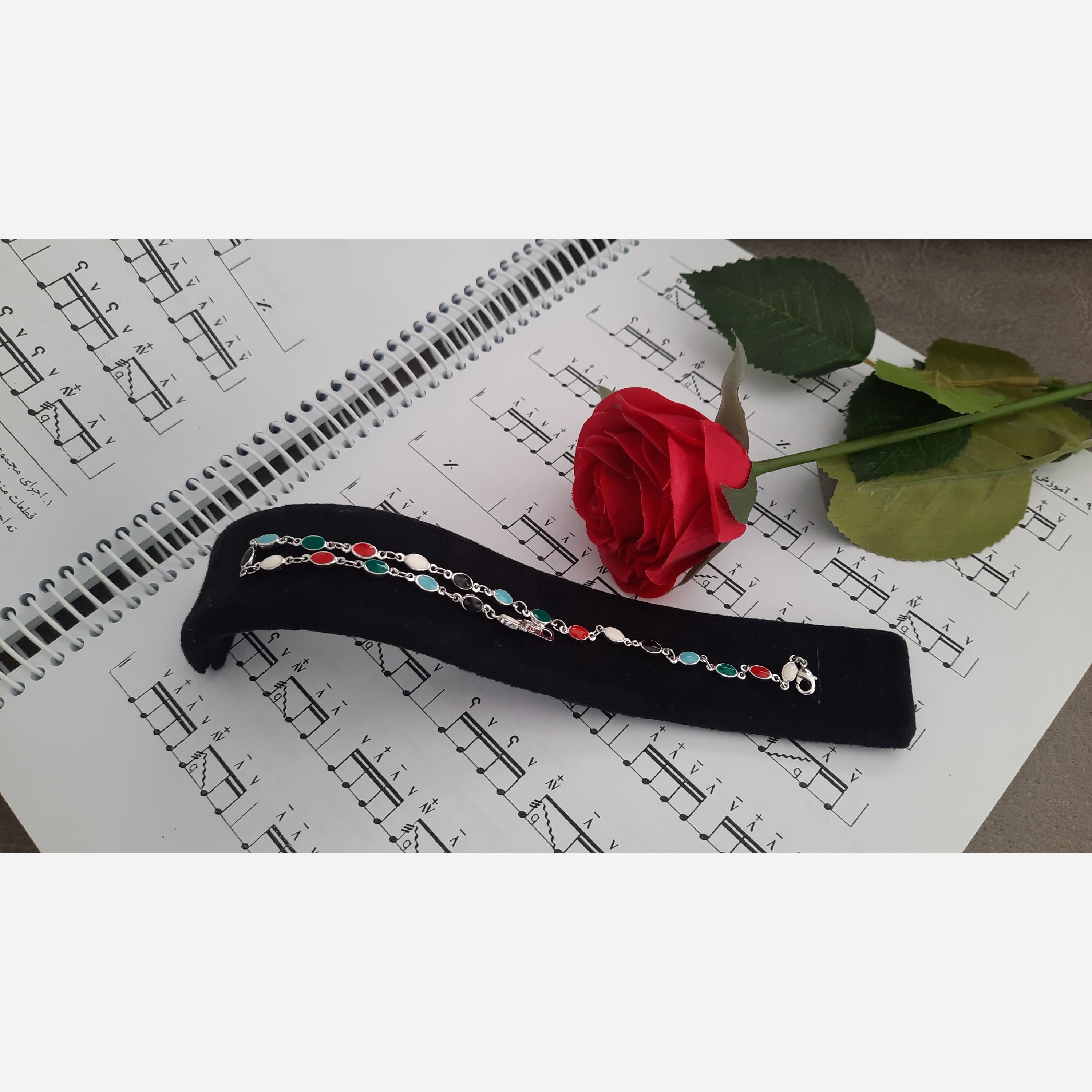 خلخال برند ژوپینگ نقره ای نگین رنگی کد 7