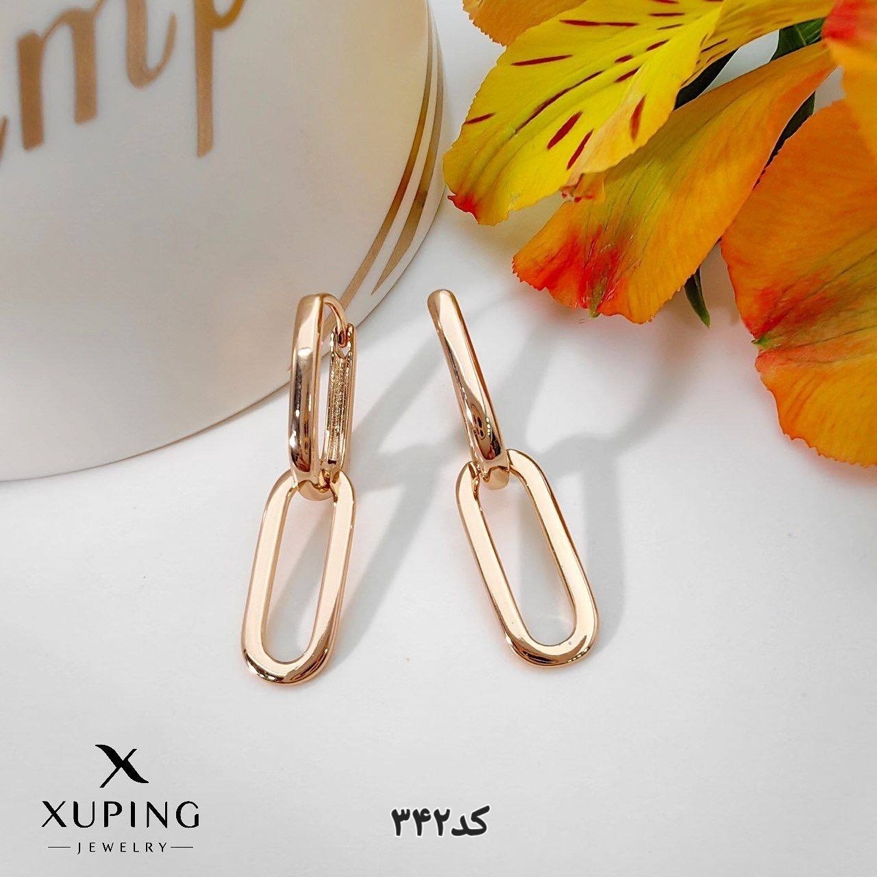 کد342 گوشواره از برند معروف ژوپینگ طرح طلا با آبکاری طلا