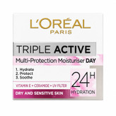 کرم ضد چروک روز لورآل مدل Triple Active Dry Sensitive مناسب برای پوست خشک حجم 50 میلی لیتر