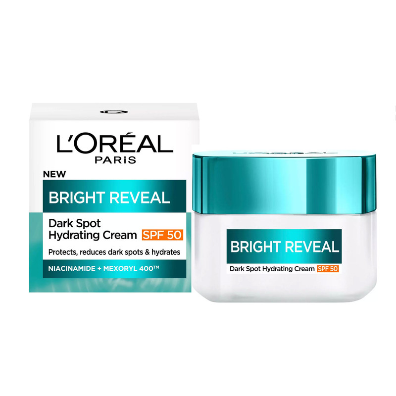 کرم آبرسان صورت، گردن لورآل مدل Bright Reveal SPF50 مناسب برای انواع پوست حجم 50 میلی‌لیتر