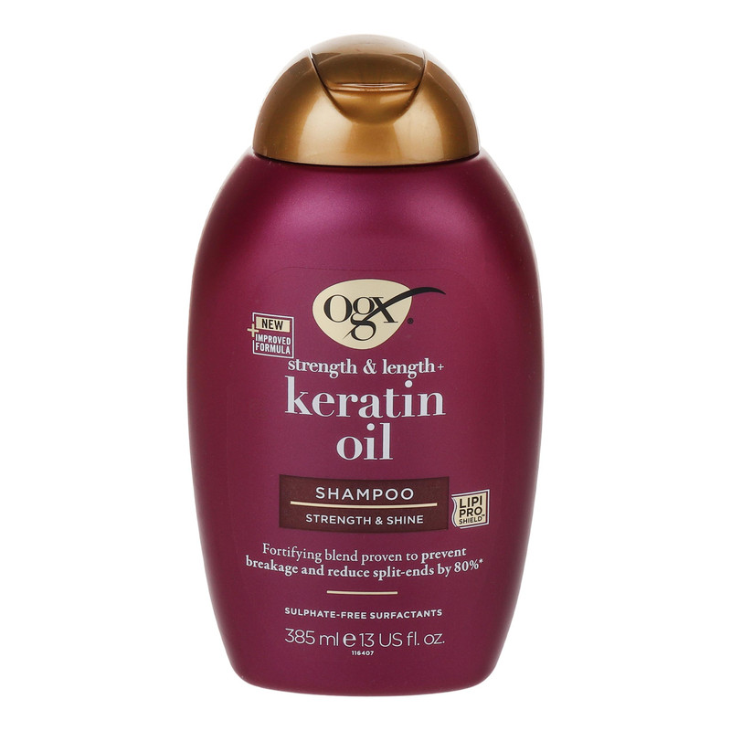 شامپو مو او جی ایکس مدل Keratin Oil مناسب برای انواع مو حجم 385 میلی لیتر
