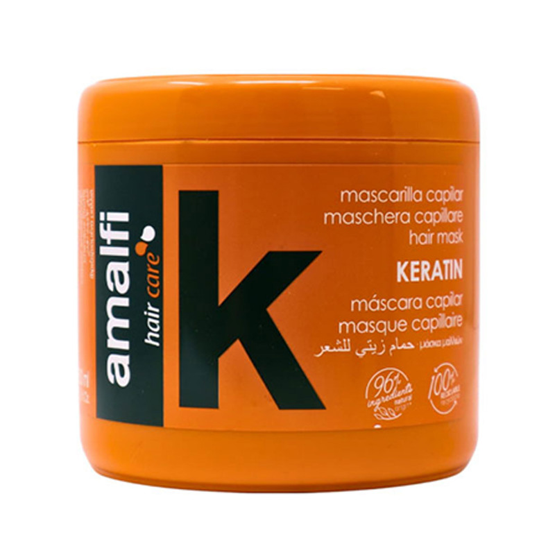 ماسک مو ترمیم کننده آمالفی مدل Keratin مناسب موهای کراتین شده حجم 500 میلی‌لیتر