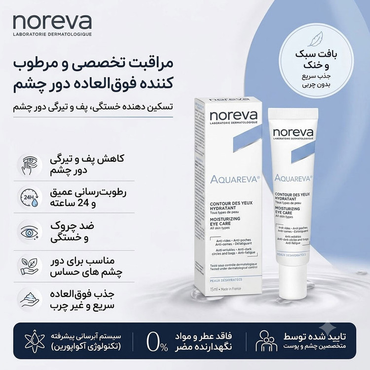 کرم دور چشم روز و شب نوروا مدل AQUAREVA حجم 15 میلیلیتر