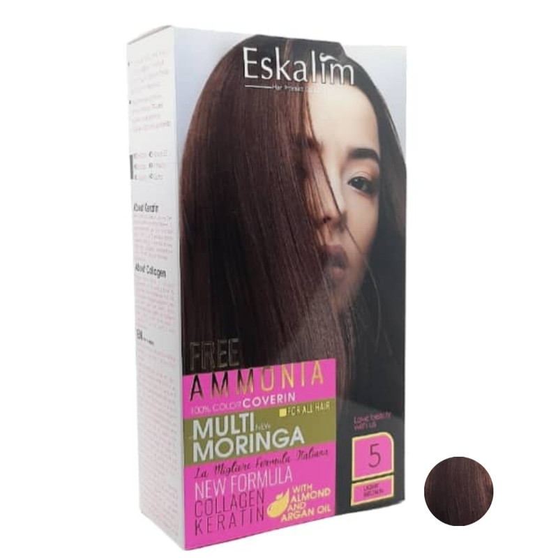 کیت رنگ مو اسکالیم سری collagen keratin شماره 5 حجم 100 میلی لیتر رنگ قهوه ای روشن