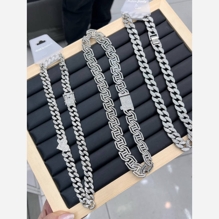 ست دستبند گردنبند فول نگین در طرح و رنگ مختلف