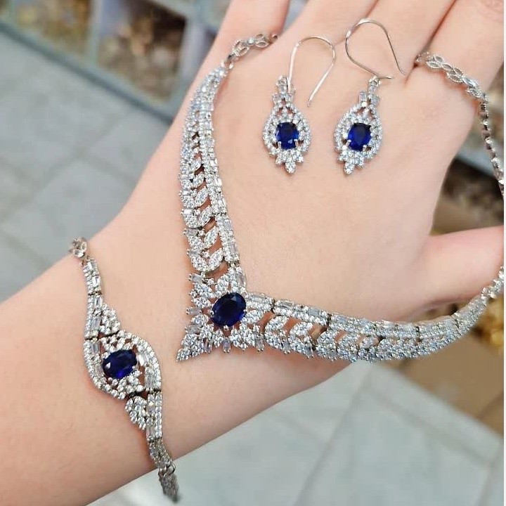 سرویس جواهری نگین سورمه ای شیک