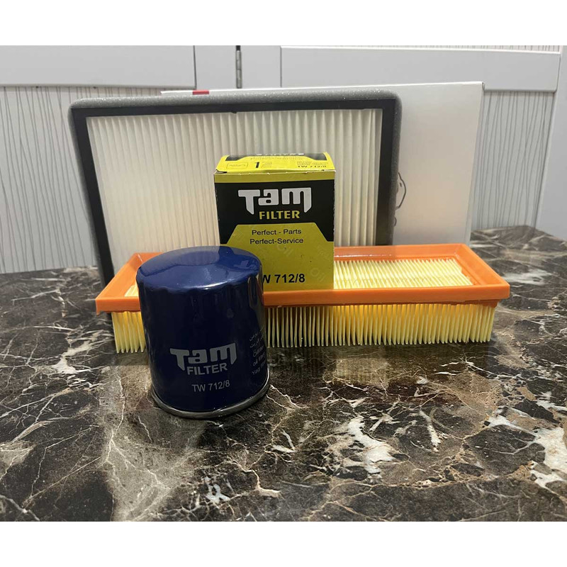 فیلتر روغن خودرو تام مدل TW 712/8 مناسب برای پژو 405 به همراه فیلتر هوا و کابین