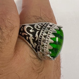 انگشتر یا علی یا حسین طرح عقیق سبز
