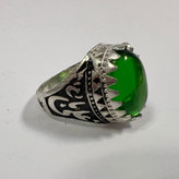 انگشتر یا علی یا حسین طرح عقیق سبز