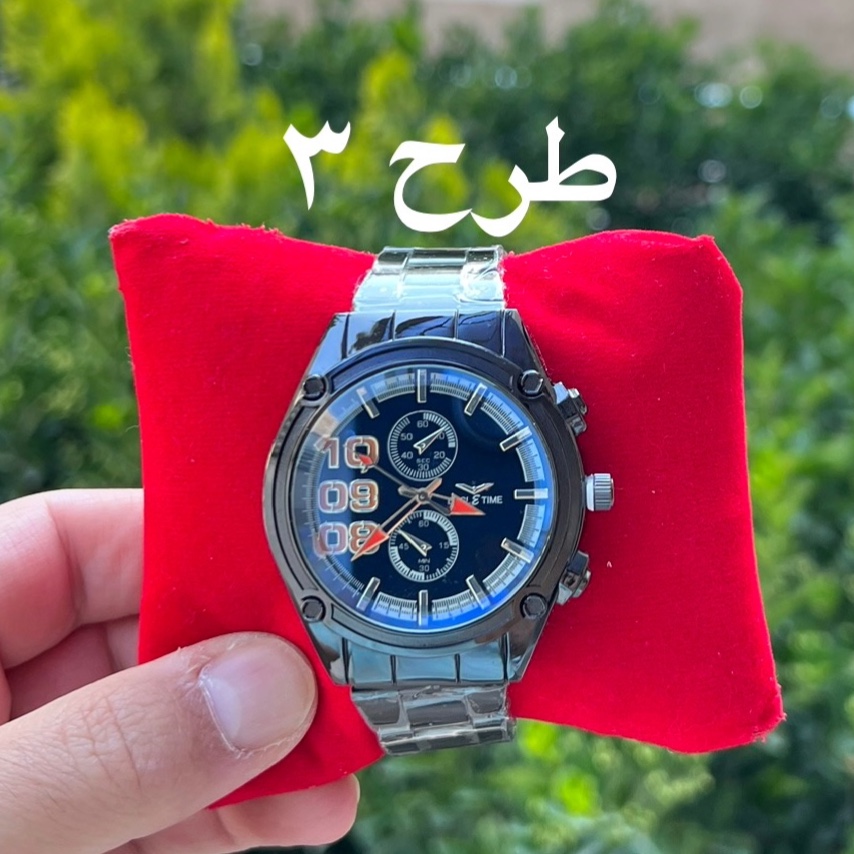 ساعت تمام مشکی مردانه و پسرانه بند فلزی شیک