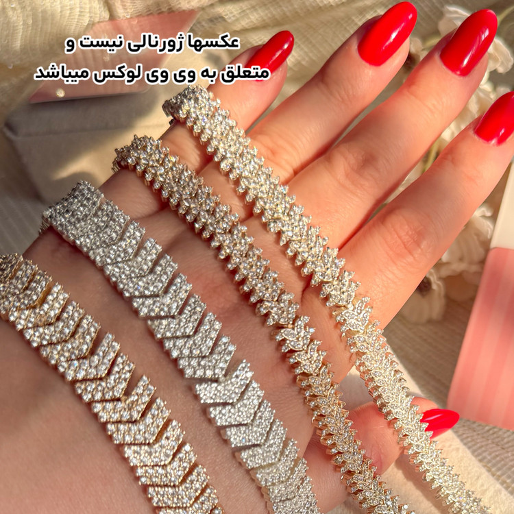 دستبند نگین اتریشی ضمانت دار روکش طلا نگین مخراج کاری کپی طلا