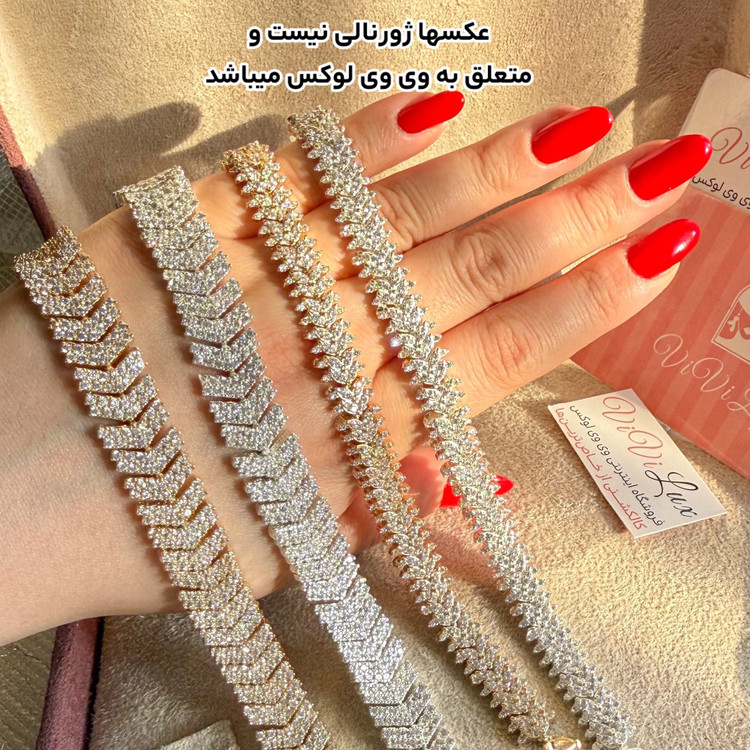 دستبند نگین اتریشی ضمانت دار روکش طلا نگین مخراج کاری کپی طلا