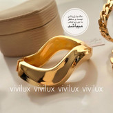 دستبند زنانه استیل رنگ ثابت طرح طلا کارتیه و فیوژن قفل فنری بنگل