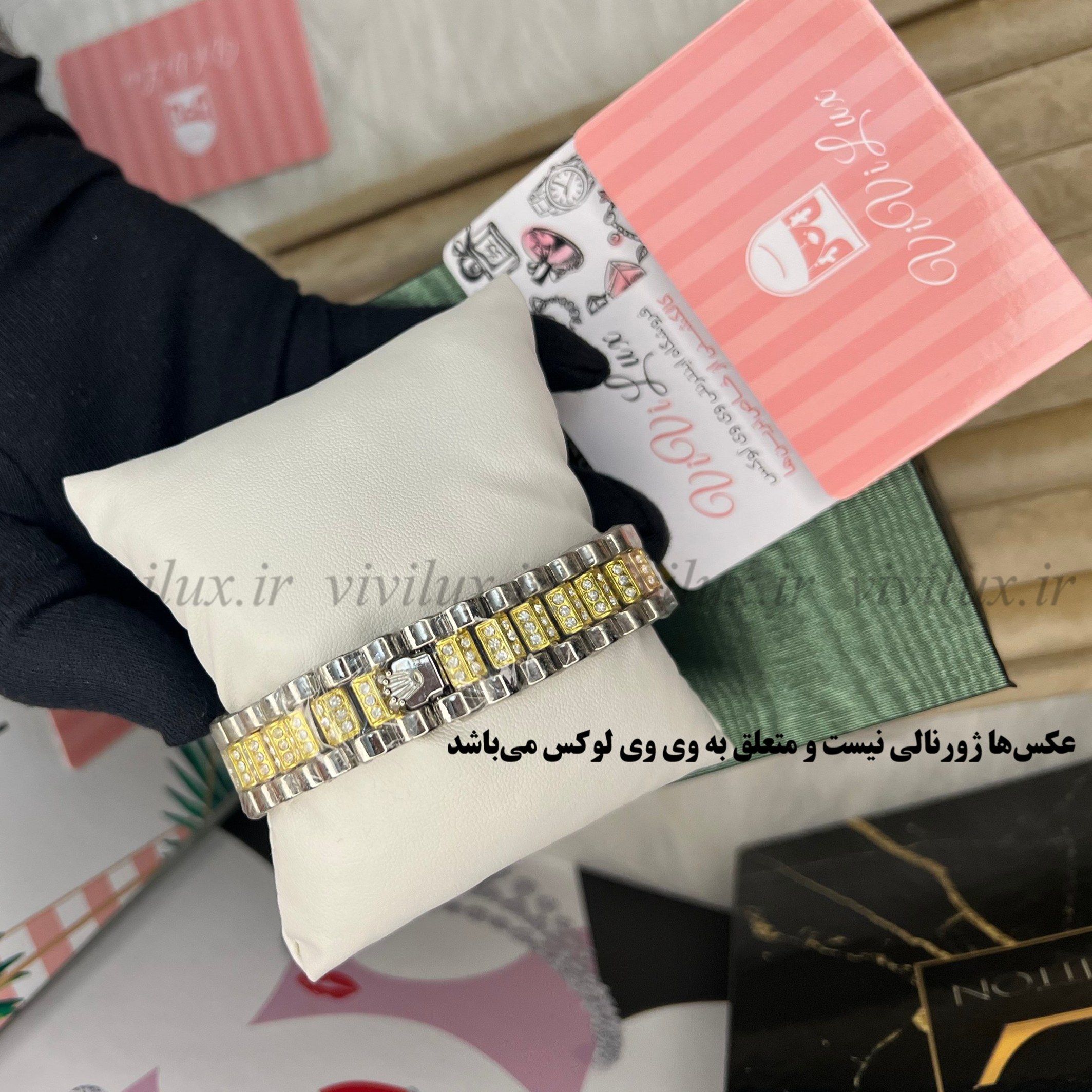 ساعت زنانه رولکس نگین دار قفل اصلی پروانه هدیه روز دختر